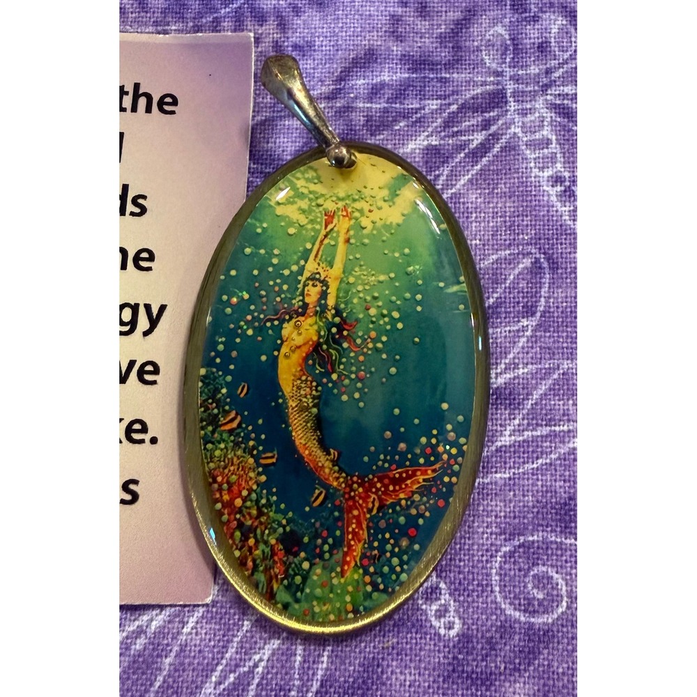 Energy Artist Julia Watkins Mermaid Pendant Blue Teal Fantasy Spiritual Art NEW